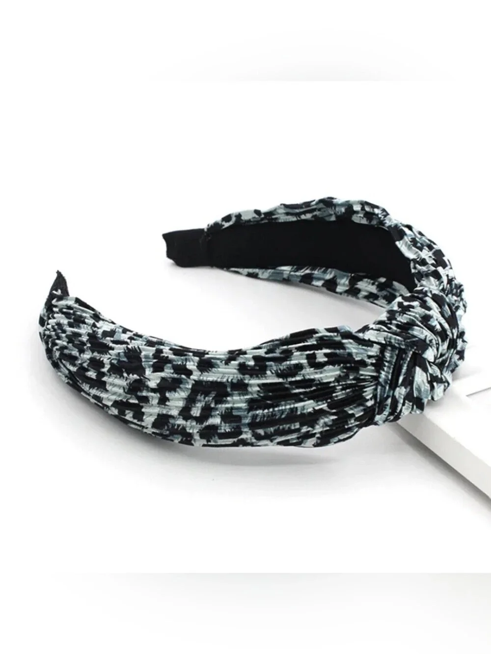 Headband Animal Print Black and Gray Knotted
